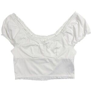 Y2K Milkmaid Lace Cottagecore Top White Puff Sleeve Babydoll Femme Coquette L